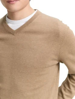 Strickpullover mit V-Ausschnitt hazel brown melange