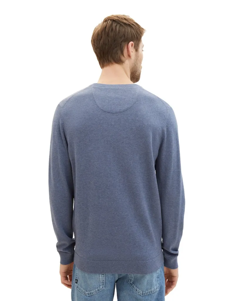 Strickpullover mit V-Ausschnitt vintage indigo blue melange