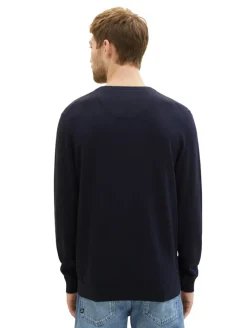 Strickpullover mit V-Ausschnitt knitted navy melange
