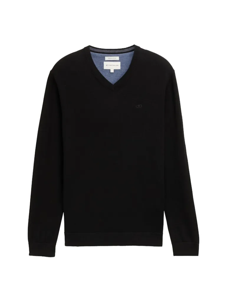 Strickpullover mit V-Ausschnitt black