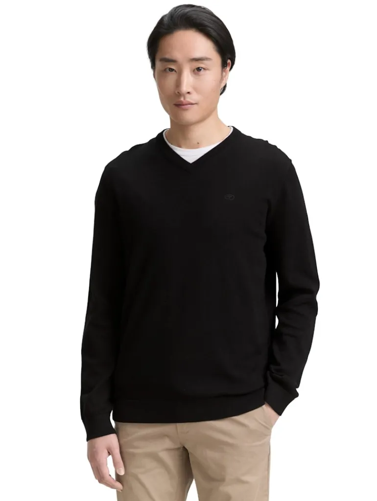 Strickpullover mit V-Ausschnitt black