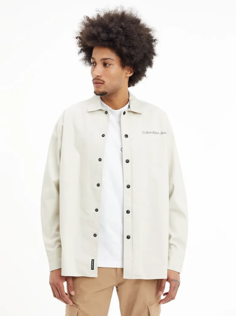 STRIPE CK BACK GRAPHIC SHIRT eggshell