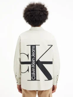 STRIPE CK BACK GRAPHIC SHIRT eggshell