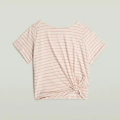 Striped knot r t wmn lt chalk-liquid pink stripe