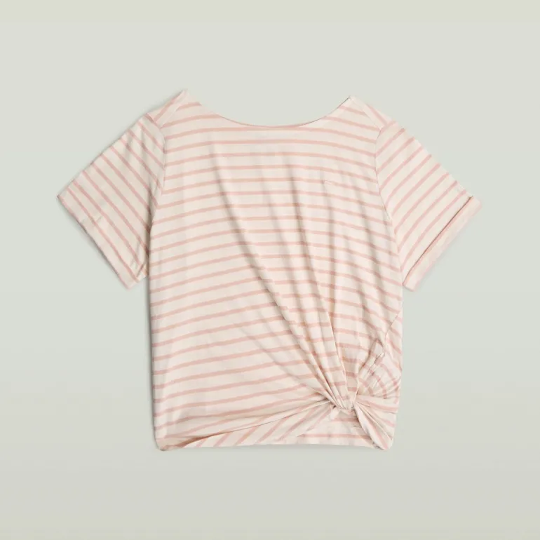 Striped knot r t wmn lt chalk-liquid pink stripe