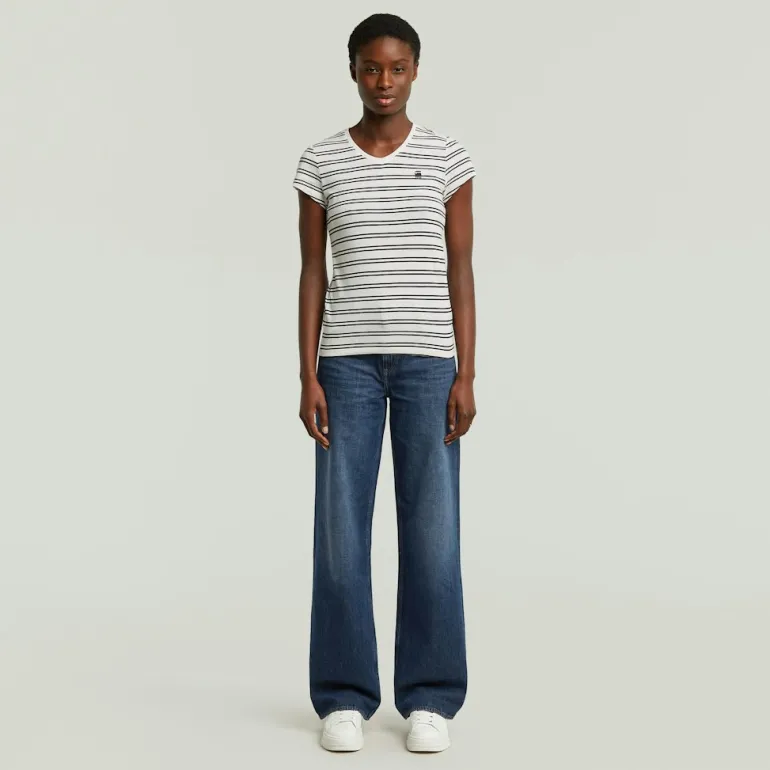 Stripe eyben slim v t 2.0 wmn milk-dk black double stripe