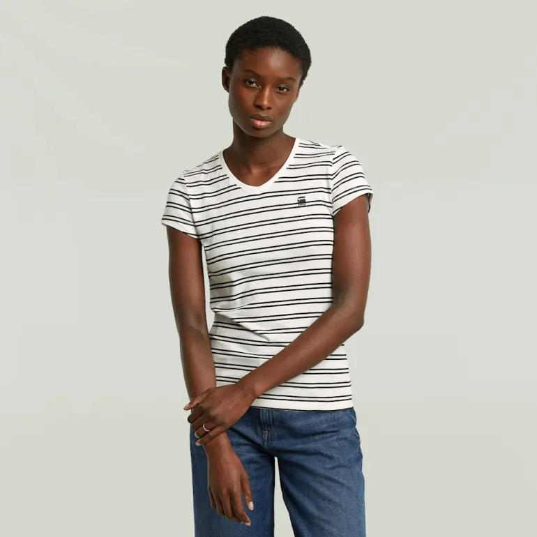 Stripe eyben slim v t 2.0 wmn milk-dk black double stripe