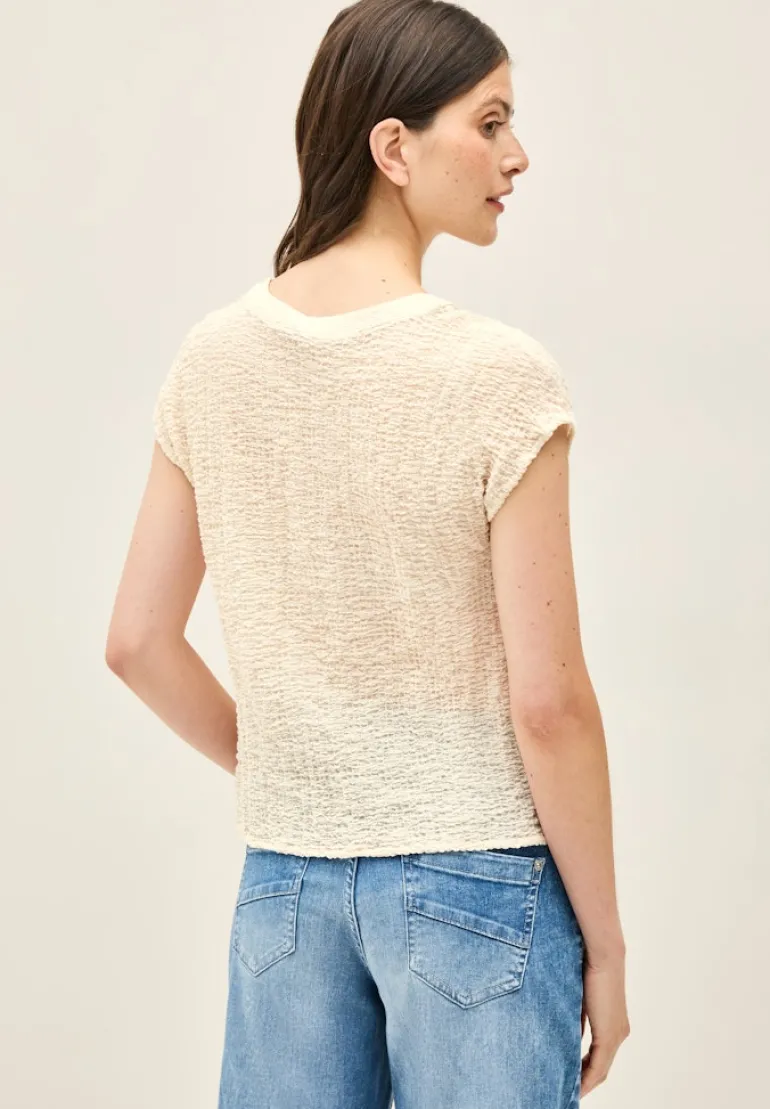 Strukturbluse light beige