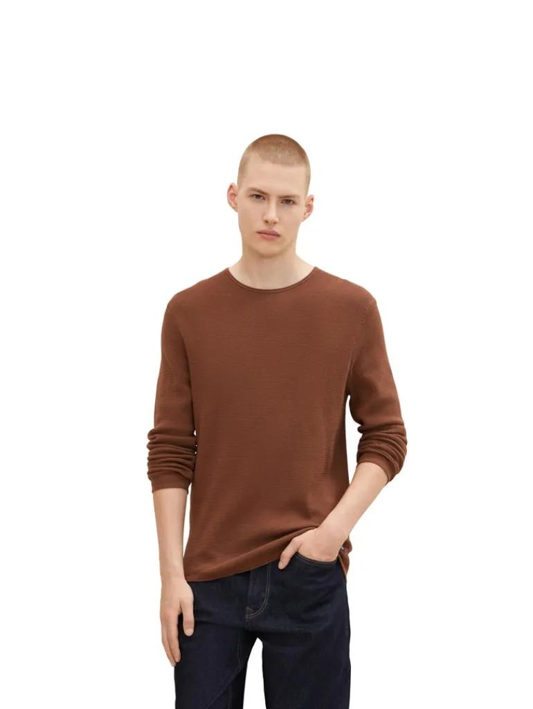 Strukturierter Pullover light wood brown