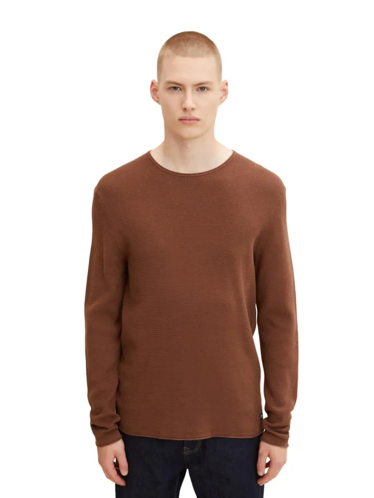 Strukturierter Pullover light wood brown