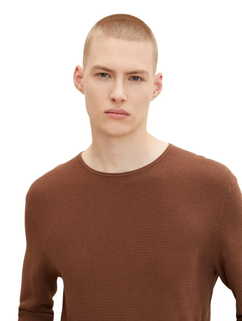 Strukturierter Pullover light wood brown