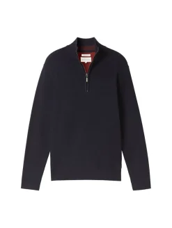 Strukturierter Strick Troyer knitted navy melange
