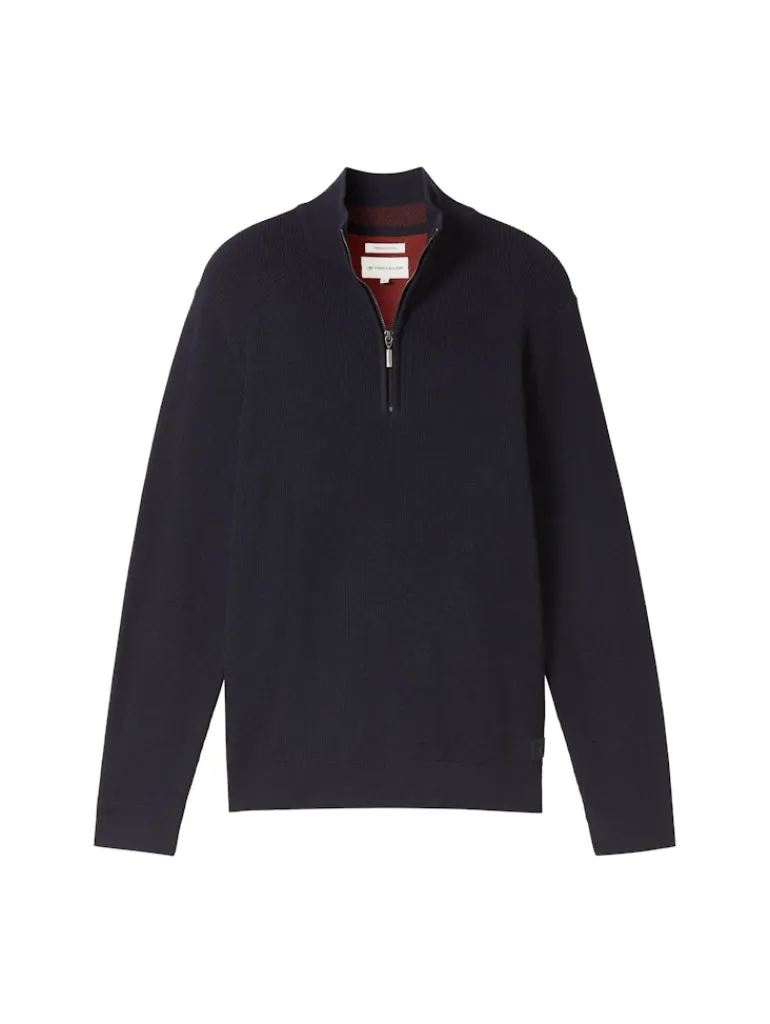 Strukturierter Strick Troyer knitted navy melange