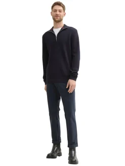 Strukturierter Strick Troyer knitted navy melange