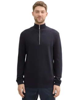 Strukturierter Strick Troyer knitted navy melange