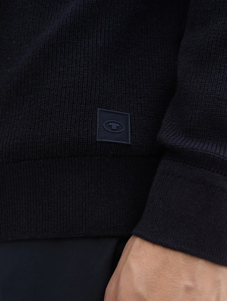 Strukturierter Strick Troyer knitted navy melange