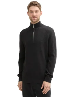 Strukturierter Strick Troyer black grey melange