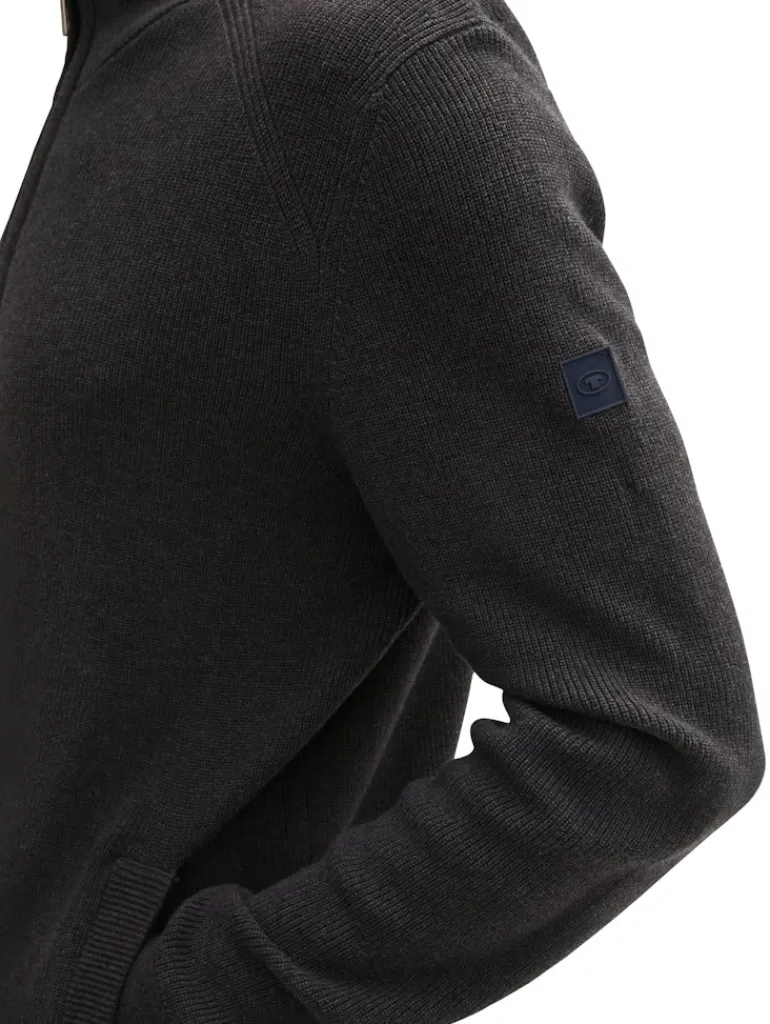 Strukturierte Strickjacke black grey melange