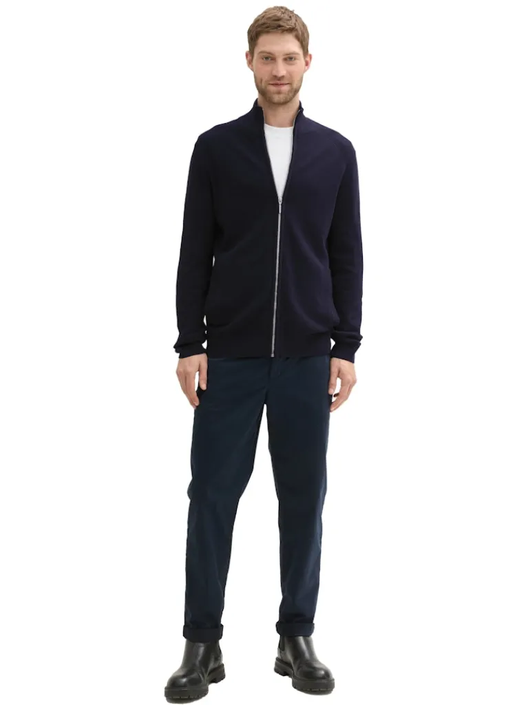 Strukturierte Strickjacke knitted navy melange