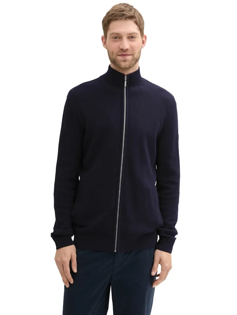 Strukturierte Strickjacke knitted navy melange