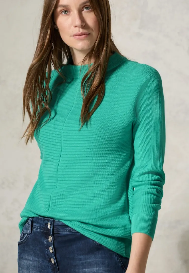 Strukturmix Dolman Pullover aventurine green
