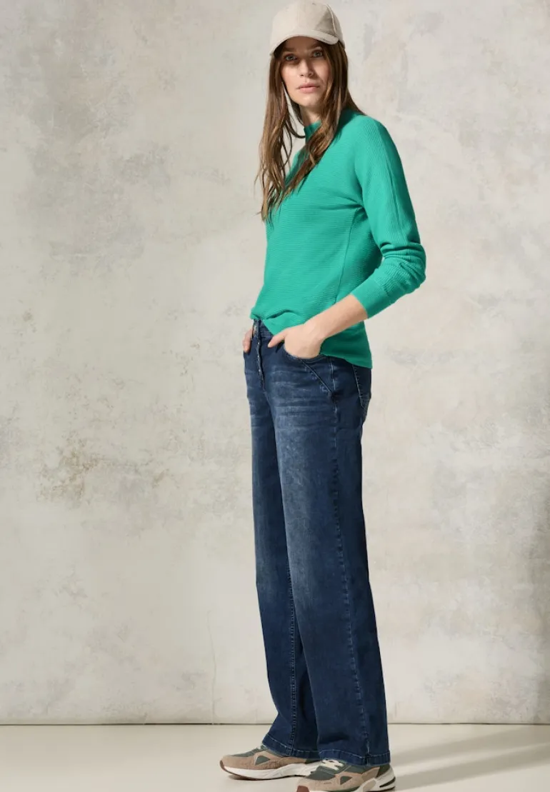 Strukturmix Dolman Pullover aventurine green