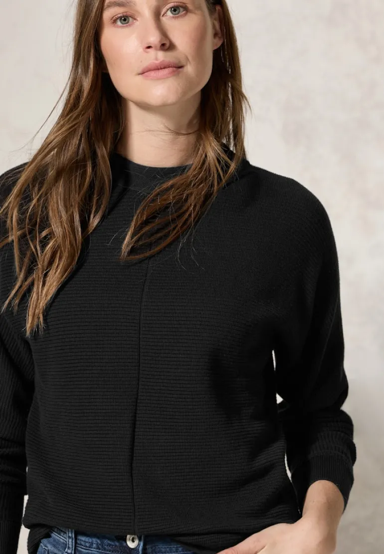 Strukturmix Dolman Pullover black