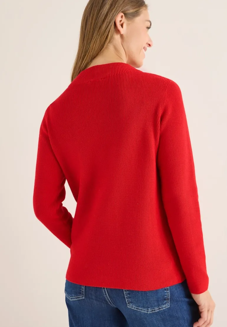 Strukturmix Pullover fiery red