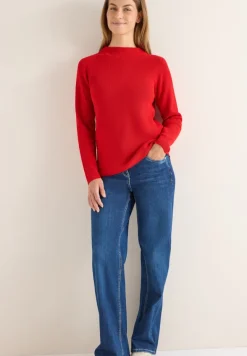 Strukturmix Pullover fiery red
