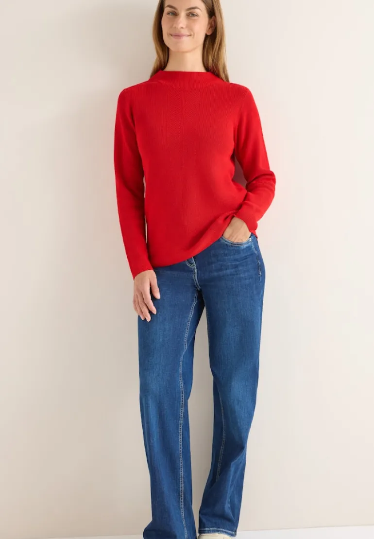 Strukturmix Pullover fiery red
