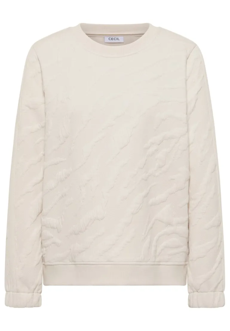 Strukturmuster Sweatshirt light beige