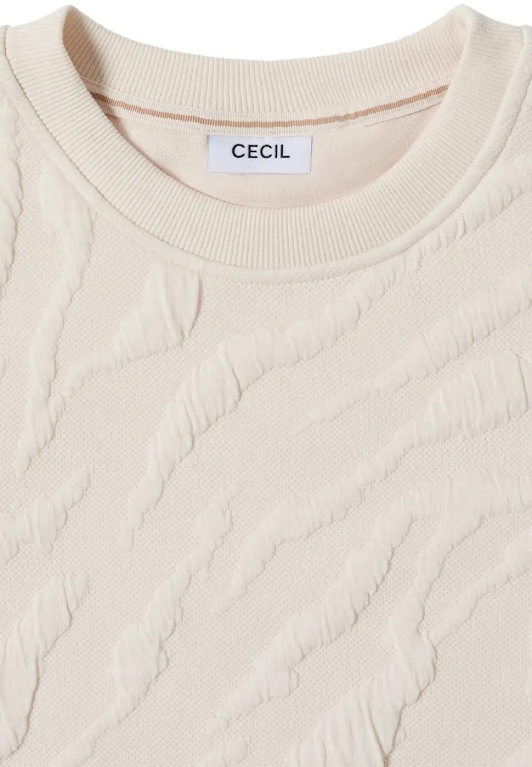 Strukturmuster Sweatshirt light beige