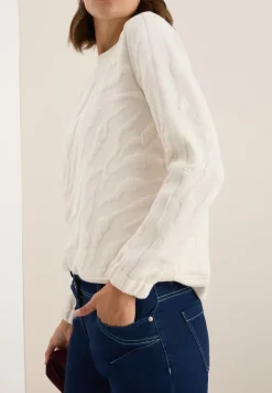 Strukturmuster Sweatshirt light beige