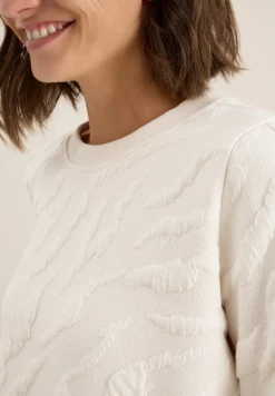 Strukturmuster Sweatshirt light beige
