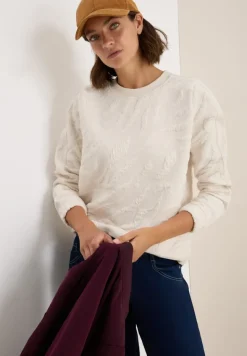 Strukturmuster Sweatshirt light beige