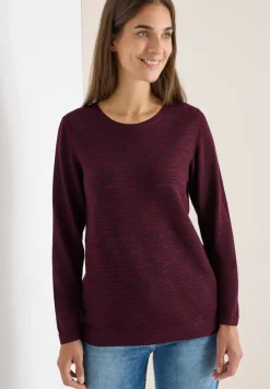 Strukturpullover eggplant red heather melange