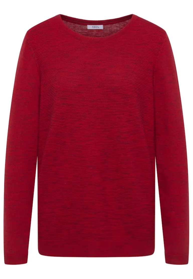 Strukturpullover fiery red heather melange