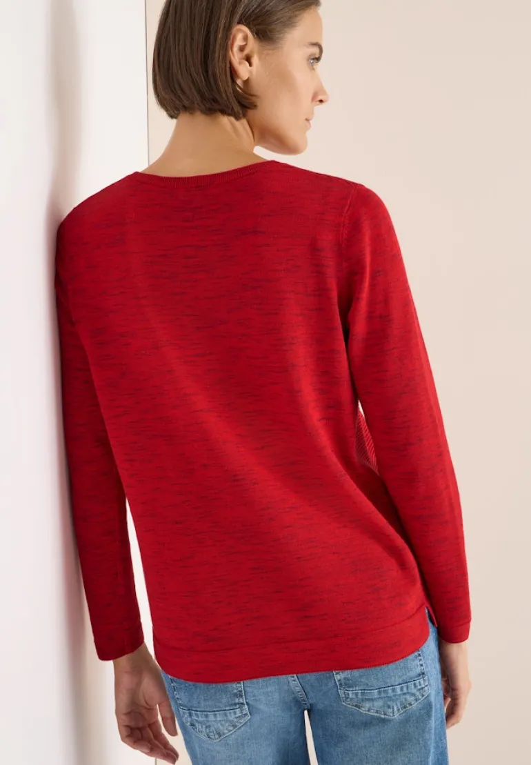 Strukturpullover fiery red heather melange