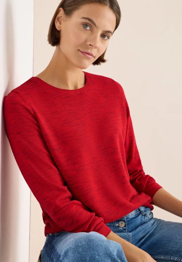Strukturpullover fiery red heather melange