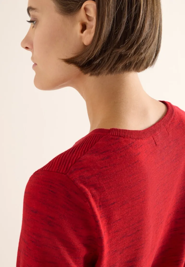 Strukturpullover fiery red heather melange
