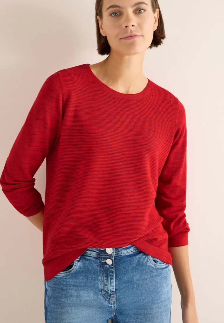 Strukturpullover fiery red heather melange