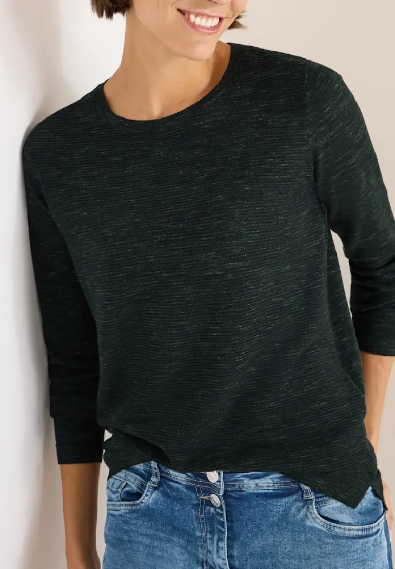 Strukturpullover ink green heather melange