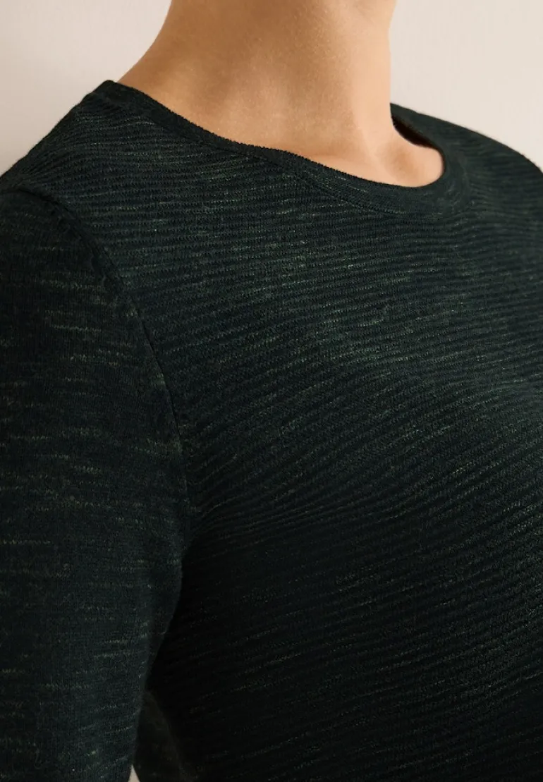 Strukturpullover ink green heather melange