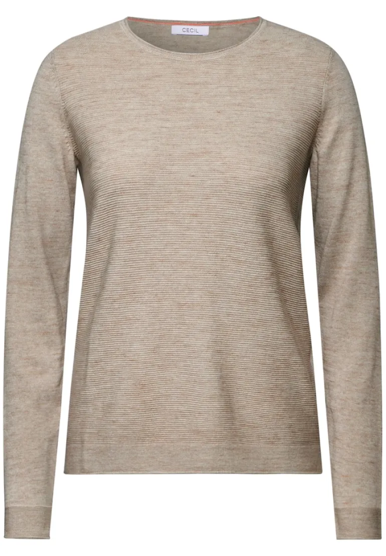 Strukturpullover oak wood beige heather melange