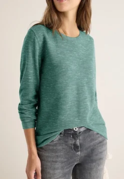 Strukturpullover smoky green heather melange