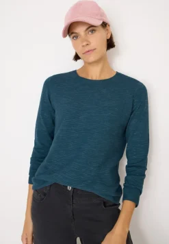 Strukturpullover teal blue heather melange
