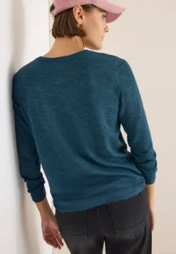 Strukturpullover teal blue heather melange