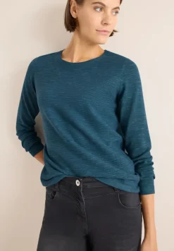 Strukturpullover teal blue heather melange