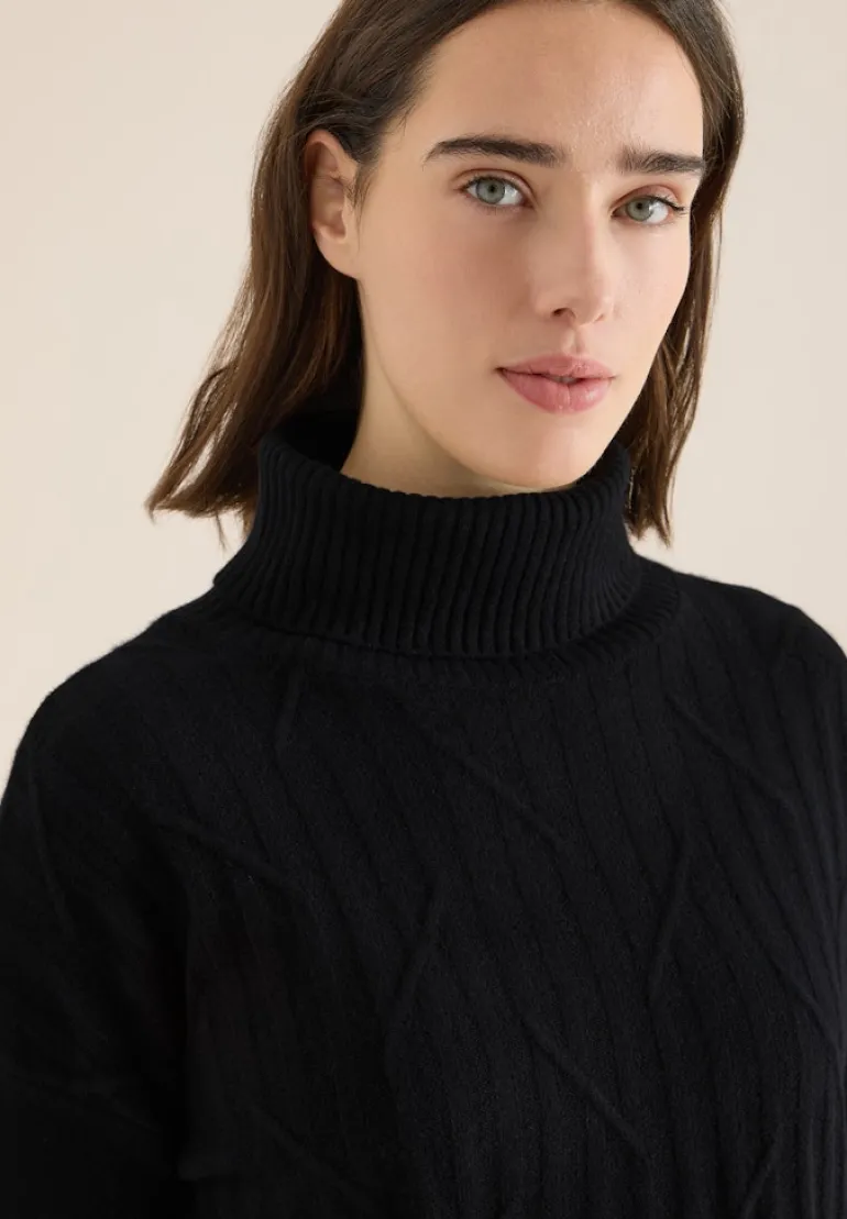 Struktur Rollkragenpullover black