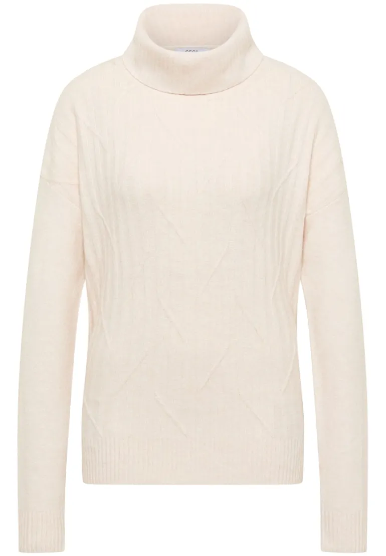Struktur Rollkragenpullover light greige